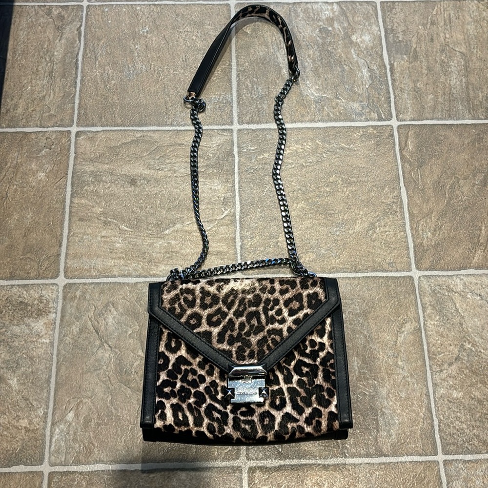 Michael Kors Whitney Leopard Calf Hair Bag Convertible Shoulder Crossbody